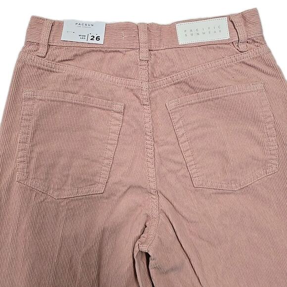 NWT Pacsun Womens Wide Leg High Waist Corduroy Pants Sz 26 Lennox Sand Pink - Picture 5 of 14